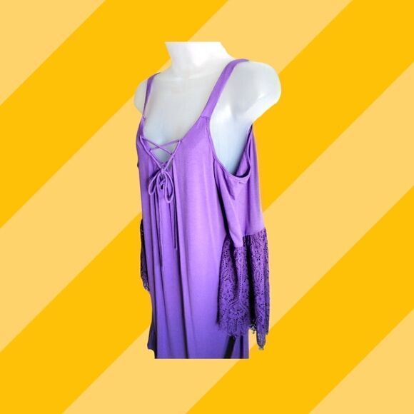 DRESS  Cut out SHOULDER MIDI COLLEN LOPEZ  Purple Large NEVER WORN - Picture 11 of 12